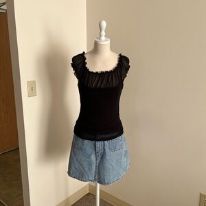 90s/y2k off the shoulder mesh overlay top